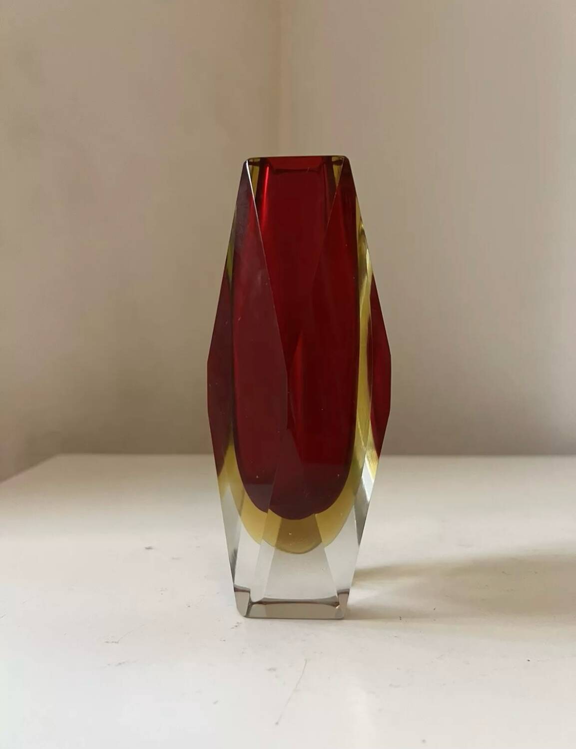 Murano Sommerso faceted glass vase by Flavio Poli Italy 1970