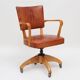Chaise de bureau art deco cuir et chêne 1930 Suède