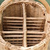 Old wicker bottle holder basket