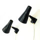 Blue metal cone shaped wall sconces pair by Asea - Sweden 1950s