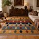 Vintage Qashqai Striped Wool Kilim Rug, Large Multicolor Flatweave Carpet