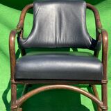 Paire de chaises longues en bambou avec cuir skai