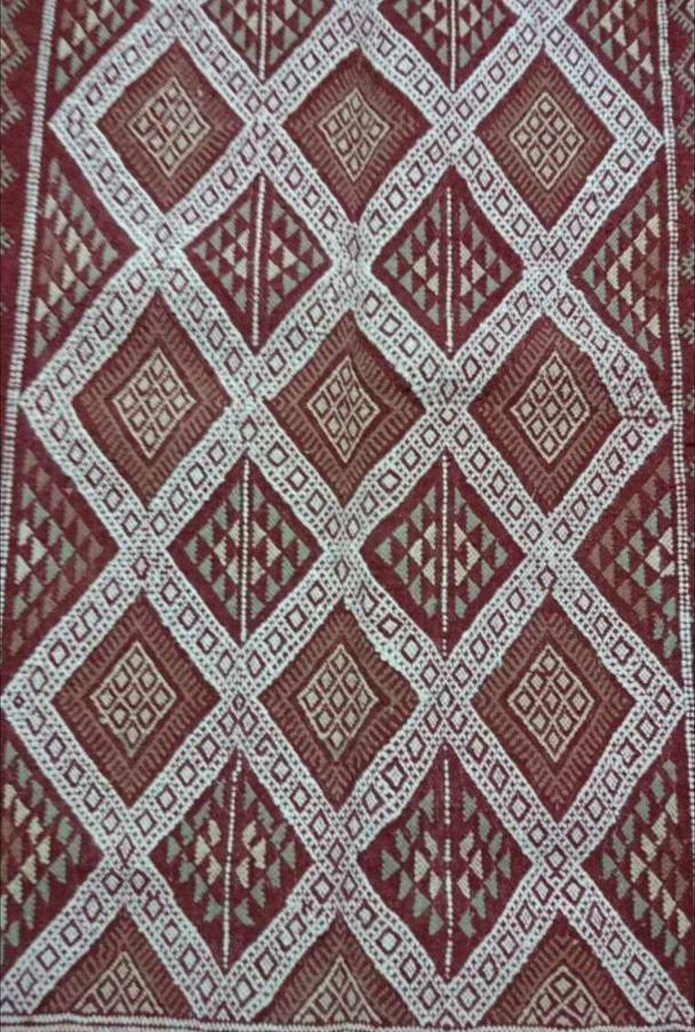 Brown margoum rug hand-woven in natural wool