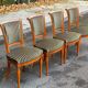 4 chaises style directoire en bois massif et velours vert beige