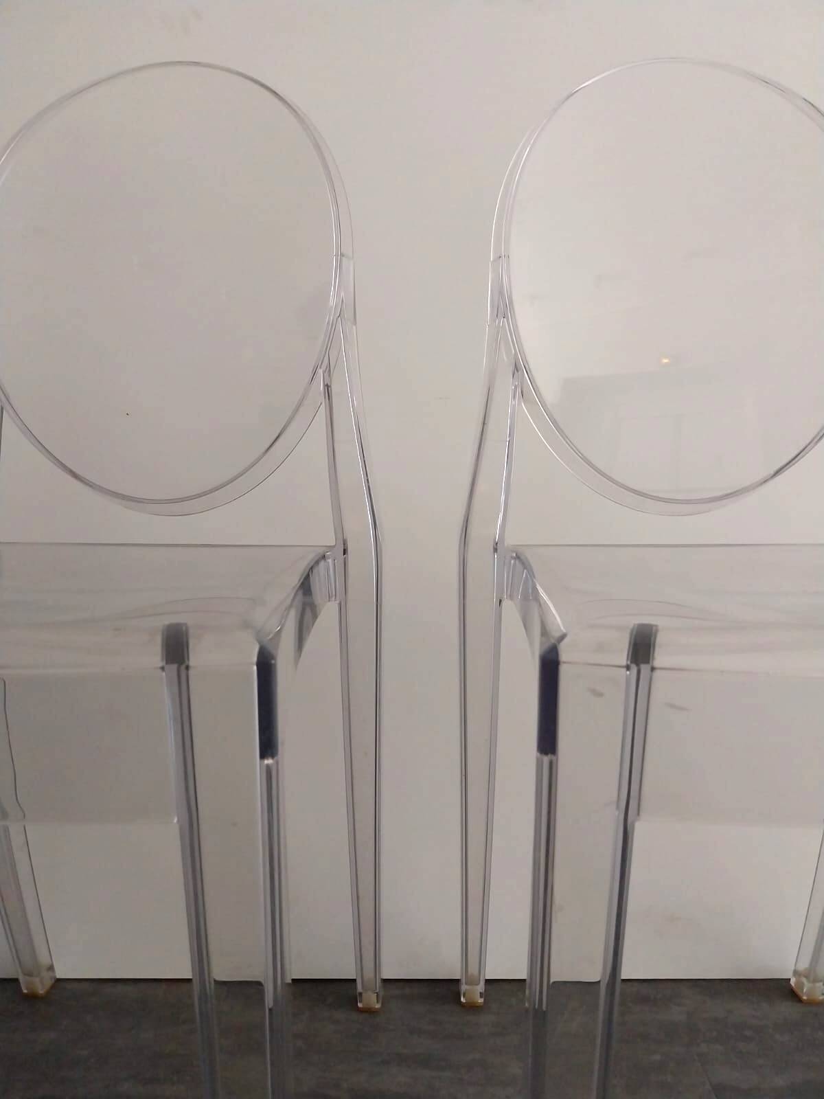 Pair of Victoria Ghost chairs by Starck for Kartell