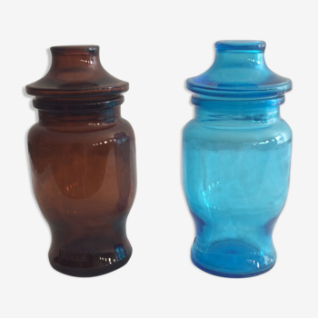 Duo de pots en verre,vintage