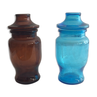 Duo of glass jars, vintage