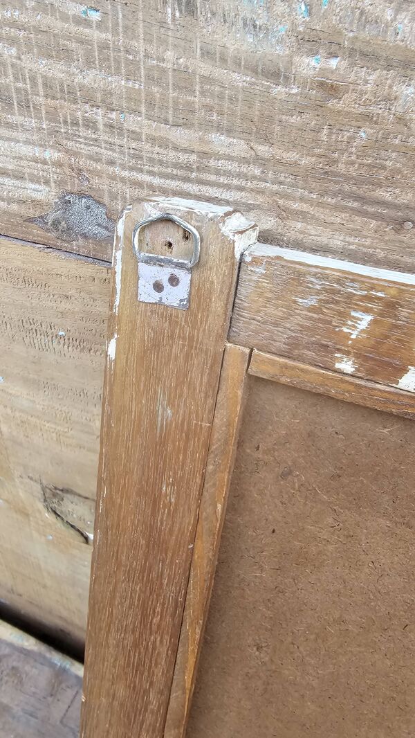 Ancien miroir - étagère triptyque en teck birman
