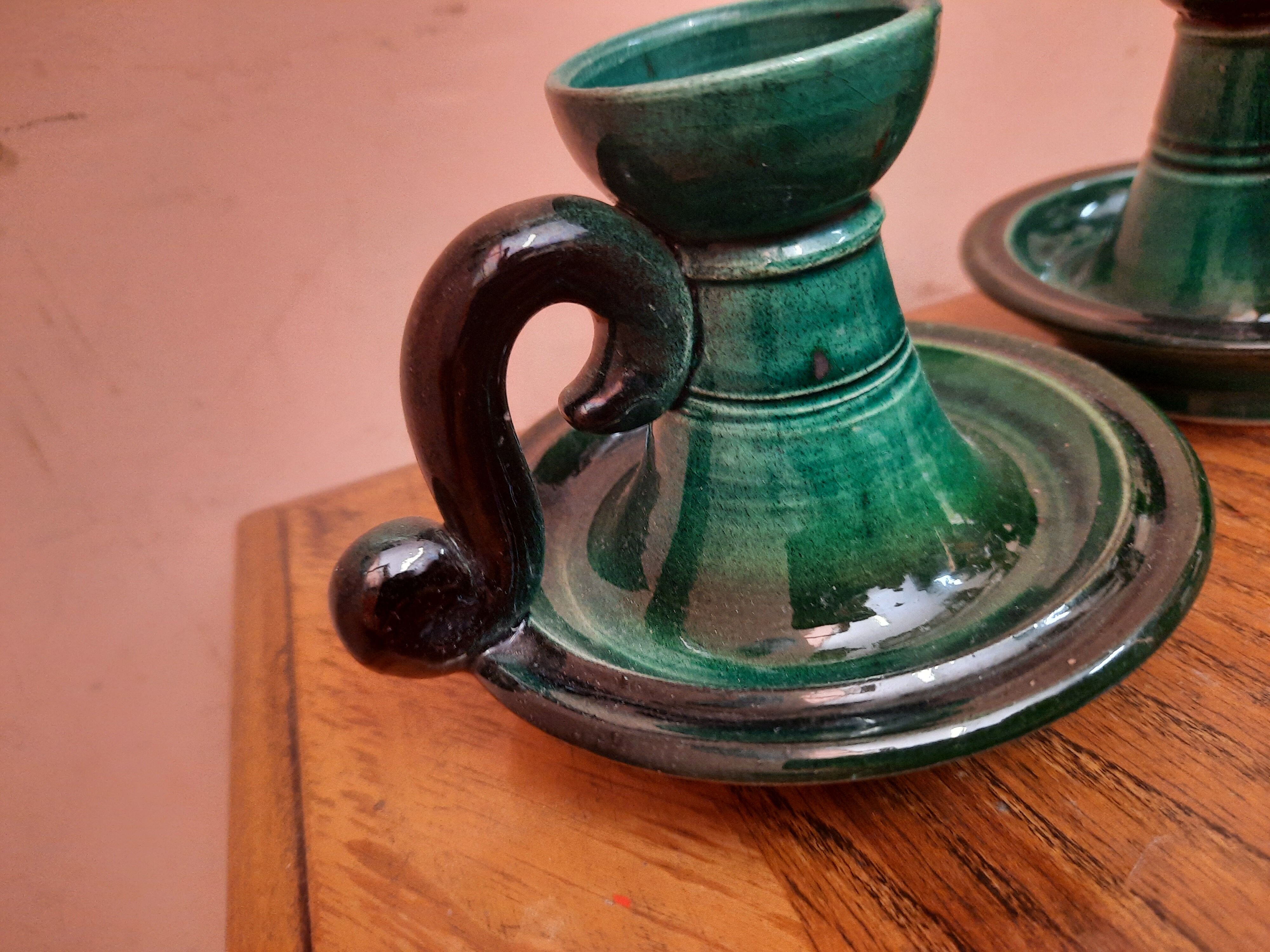 Pair of ceramic candle holders