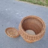 Vintage rattan laundry basket
