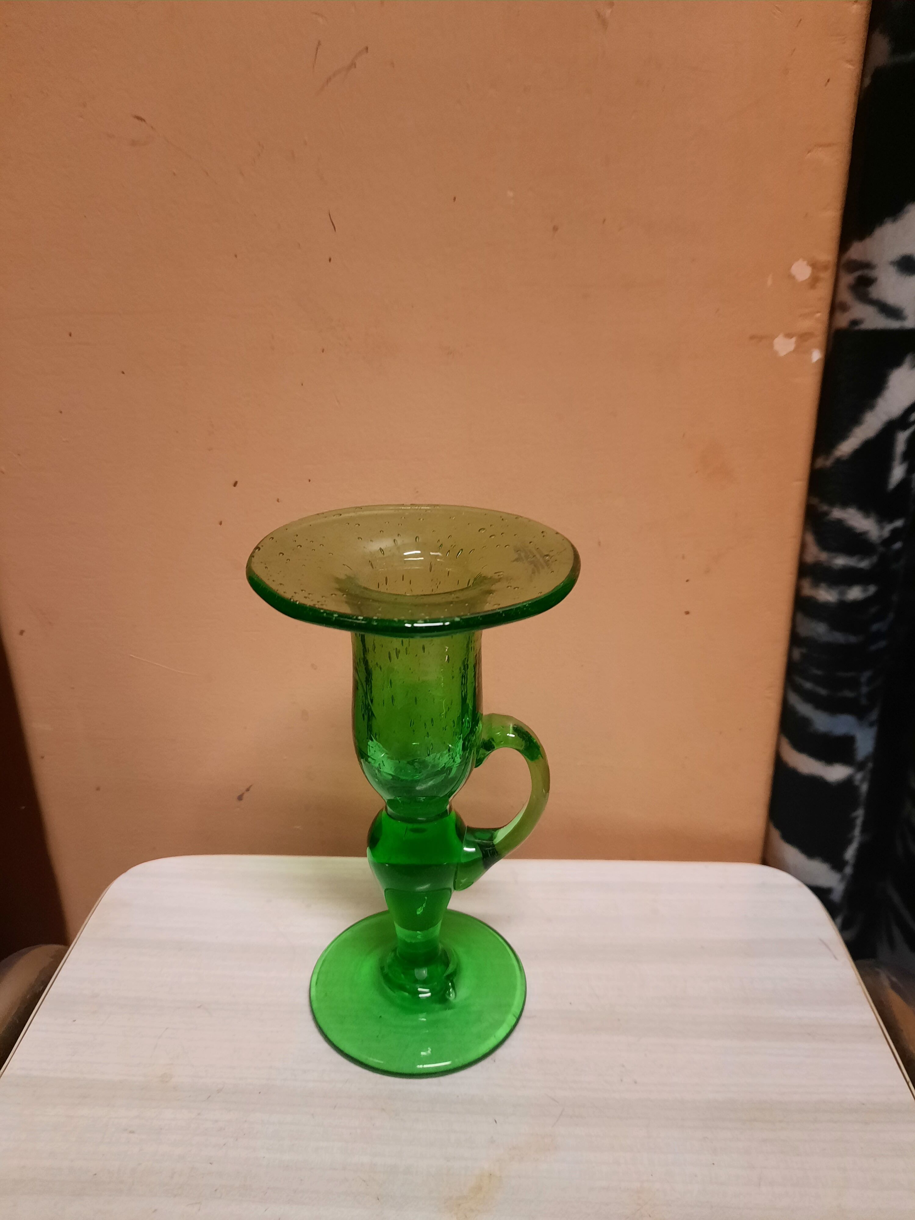 Biot glass candle holder