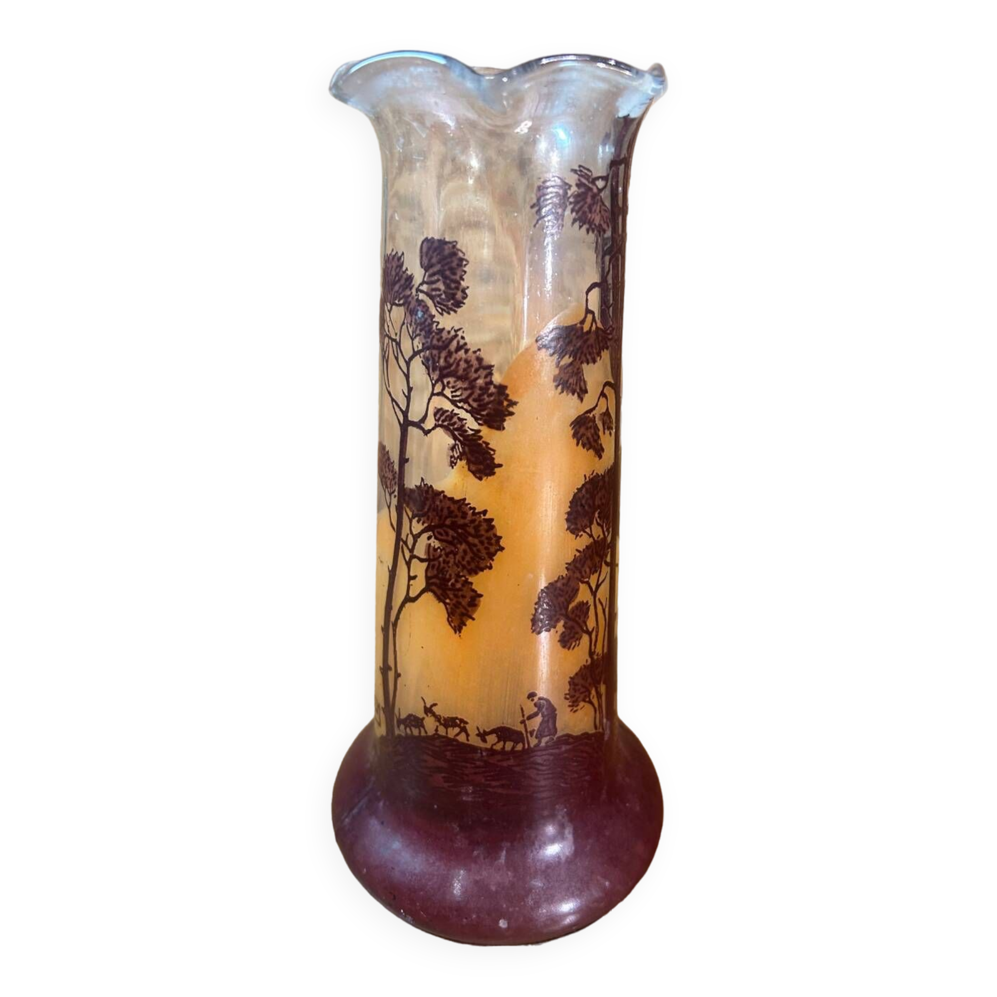 Old vase signed jem joseph mûre hand painted student of legras shepherdess decor