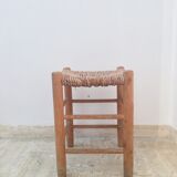 Wood and straw stool