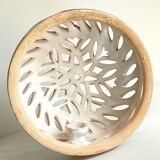 Handmade terracotta wall lamp with blue enamelled center