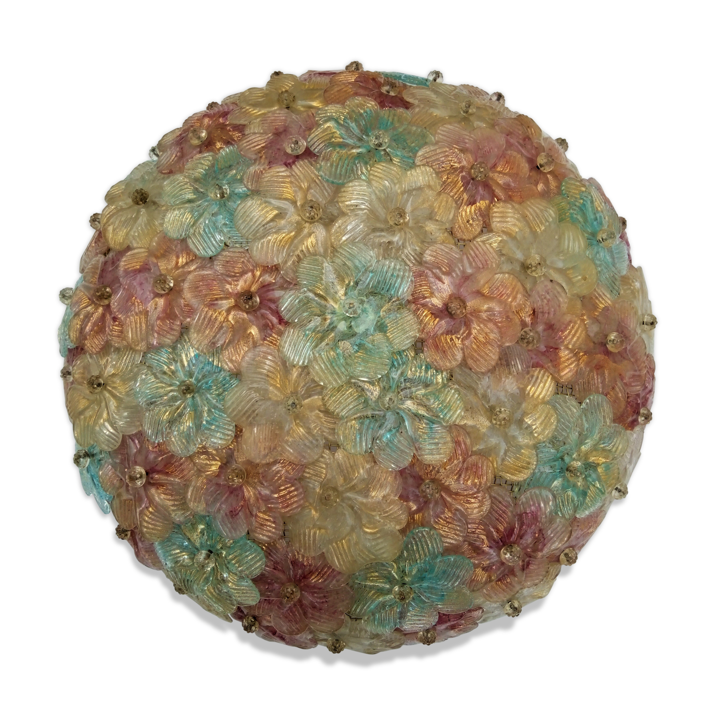 Glass ceiling in glass flowers. Murano 60/70 Barovier & Toso