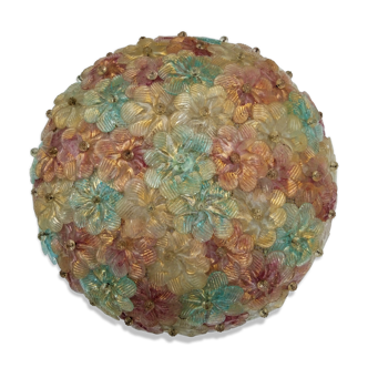 Glass ceiling in glass flowers. Murano 60/70 Barovier & Toso