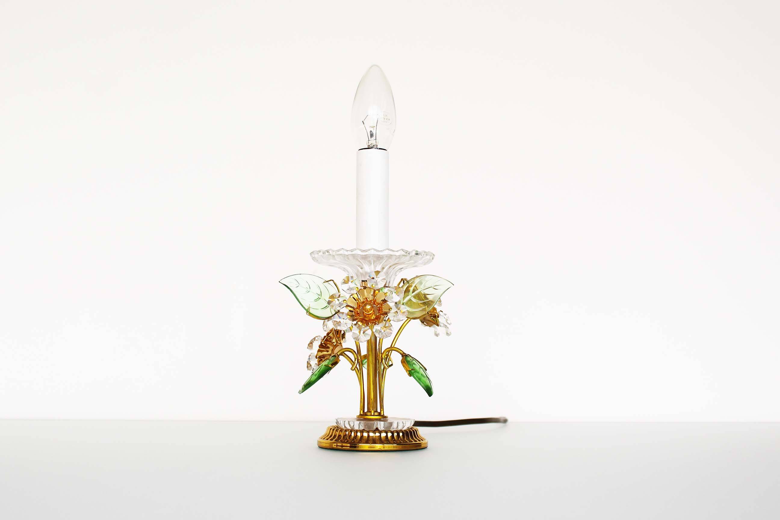 Incredible gilt and crystal Floral table lamp by Palwa