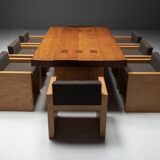 Alpine elmwood dining table in the style of Pierre Chapo, France, 1960s