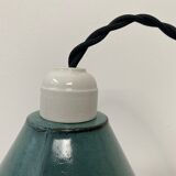 OLD INDUSTRIAL SUSPENSION TOLE EMAILLEE BLUE-GRAY