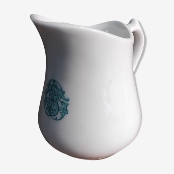 Vintage French milk jug with monogram CB, from Ribes Frères