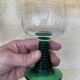 5 two-coloured green stemmed glasses with conical stems Roemer