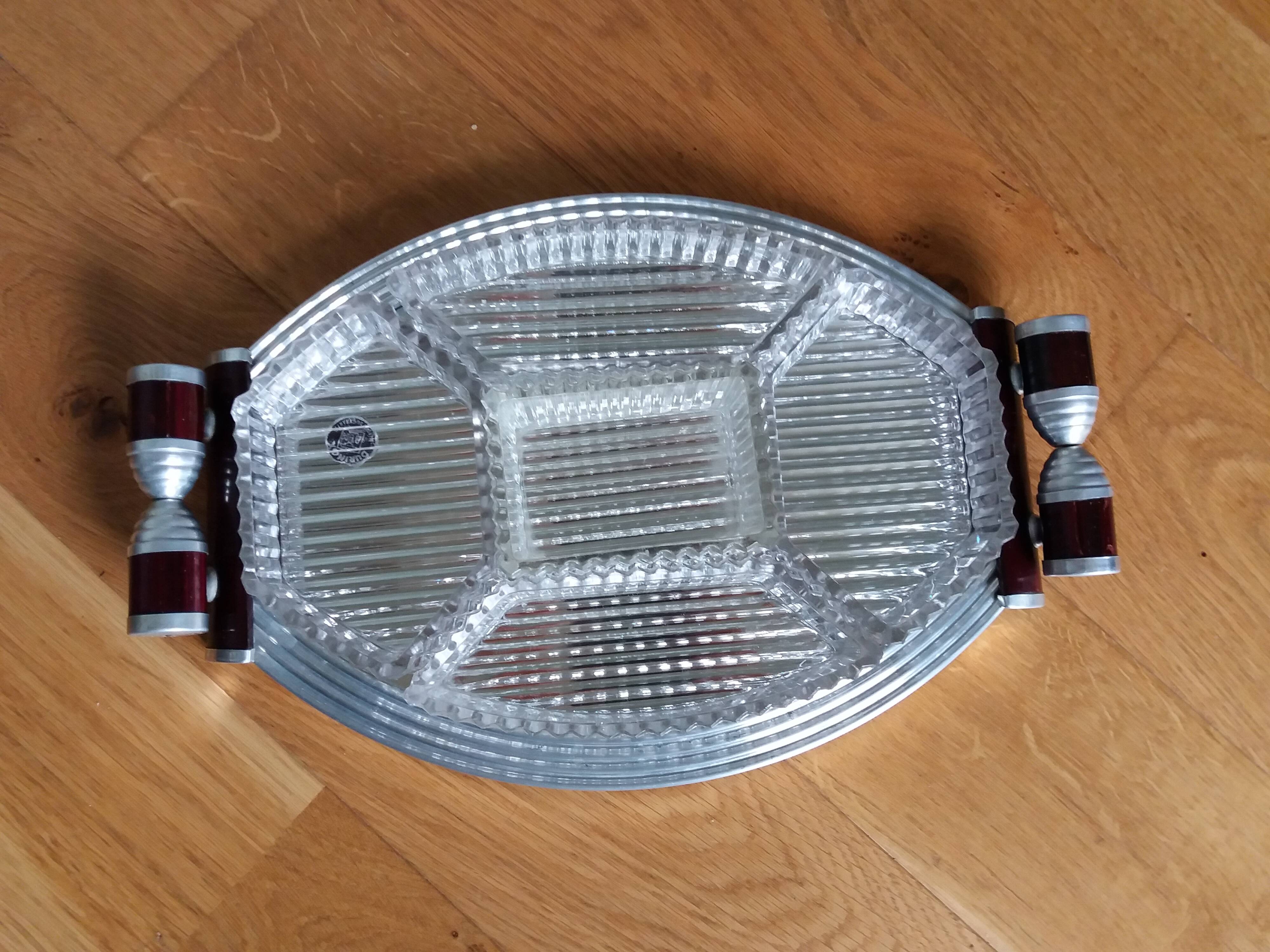 Durinox art deco mirror aperitif tray