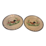 2 plates with rooster design from longwy