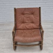 1970s, Scandinavian armchair, original very good condition, bamboo, leather.