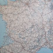 Framed vintage "Michelin" road map from the 80s, 111 cm x 100 cm