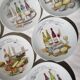 Porcelain cheese platter with 6 matching plates.