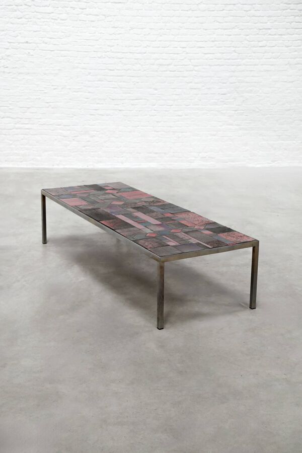 Table basse en carreaux de céramique par Pia Manu, Belgique années 1960