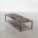 Large Ceramic-Tile Coffee Table by Pia Manu, Handcrafted, Belgium 1960's