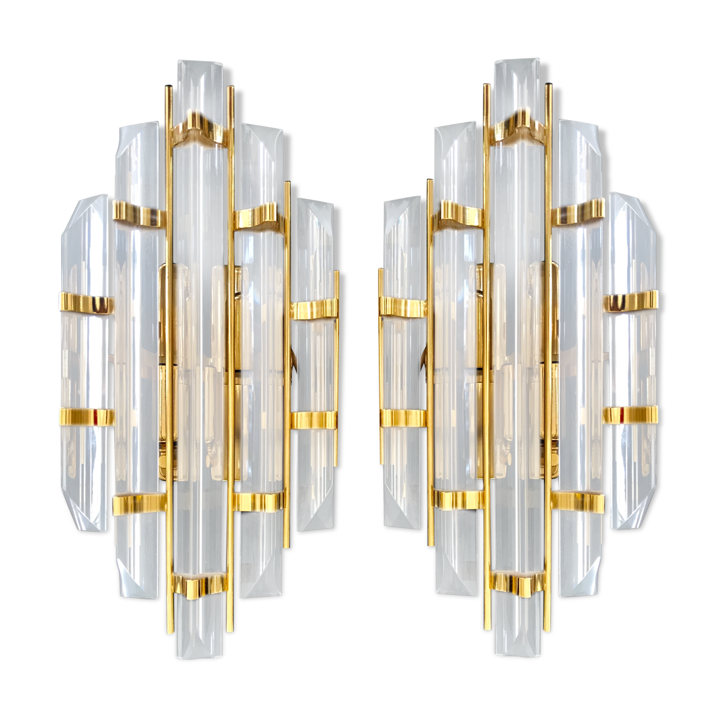 Venini pair of glass and gilding sconces
