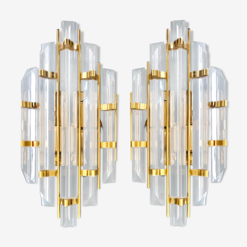 Venini pair of glass and gilding sconces