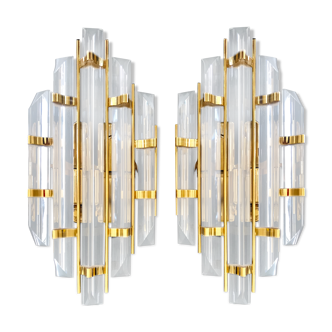 Venini pair of glass and gilding sconces