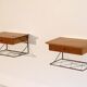 Pair of Scandinavian wall bedside tables in teak 1960