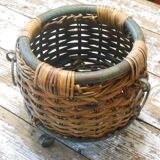 Wicker and metal planter