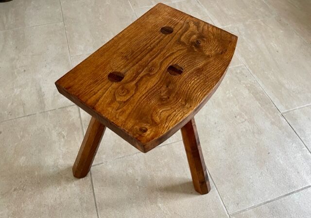 Tripod stool in solid oak 1950