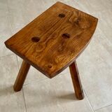 Tabouret tripode en chêne massif 1950