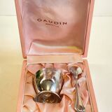 Vintage Silver-Plated Metal Egg Cup and Spoon for Birth