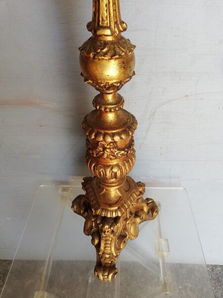 Wooden candlestick and gilded stucco from the beginning of the 20th century