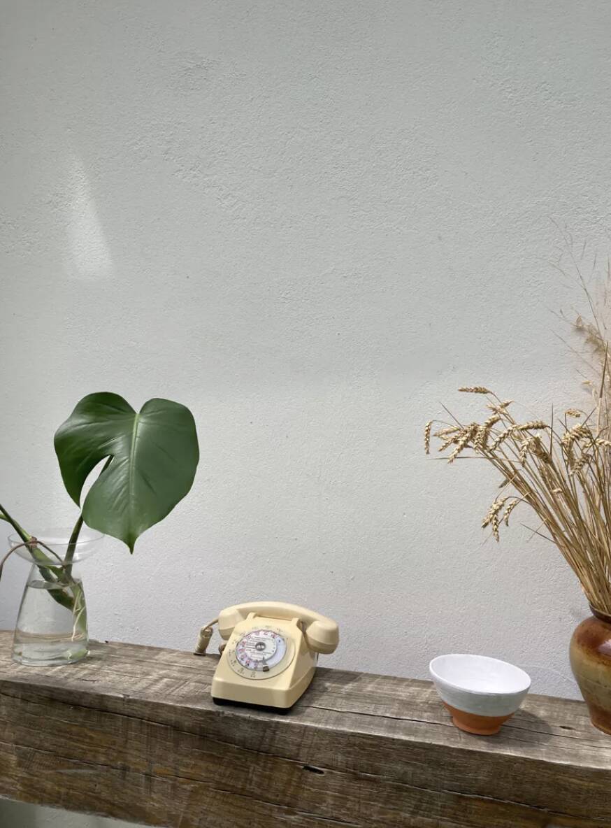 Vintage beige rotary telephone