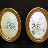 peinture sur soie en médaillon