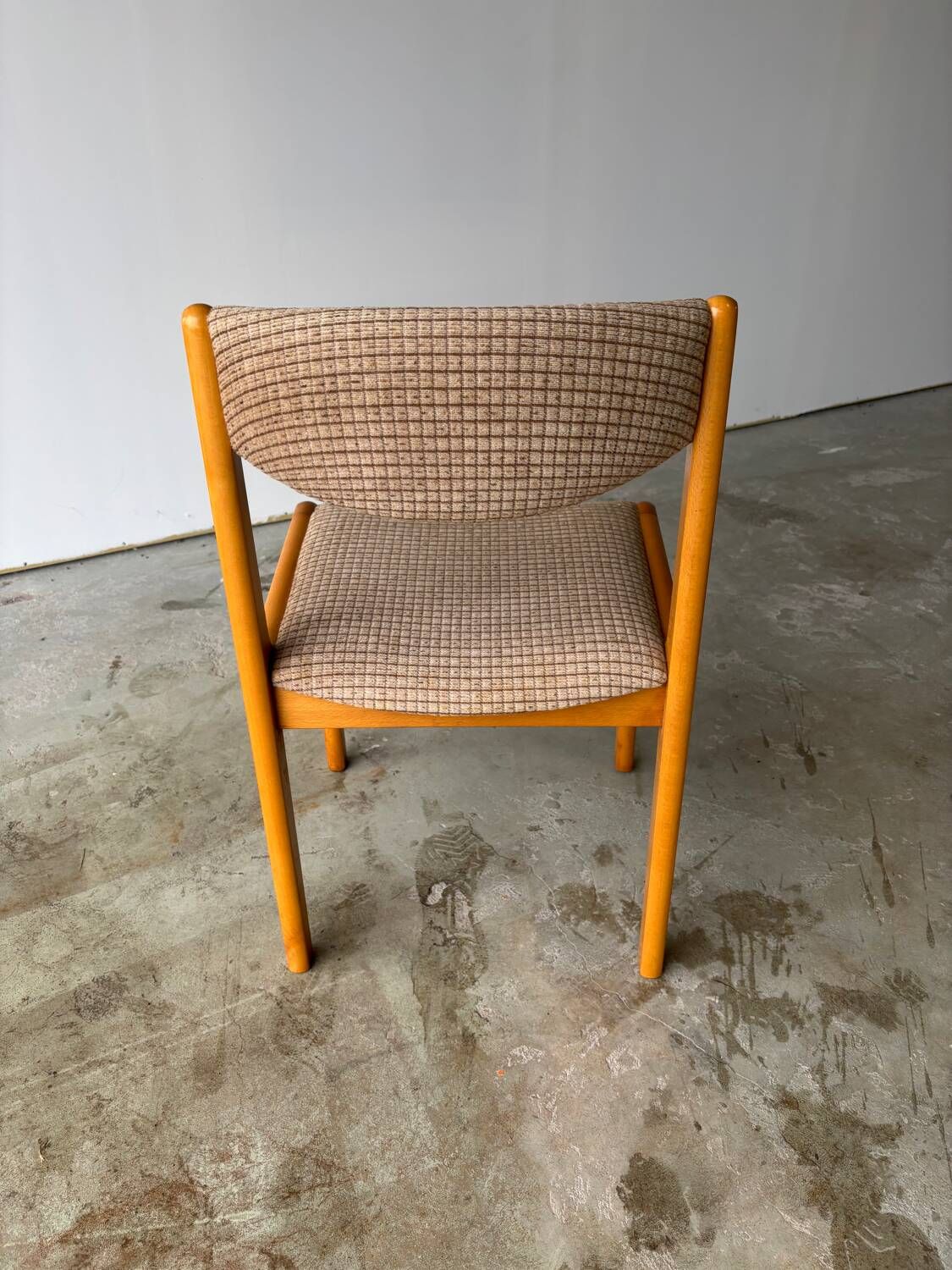 Set of 6 Self brand chairs in beech with wool seat