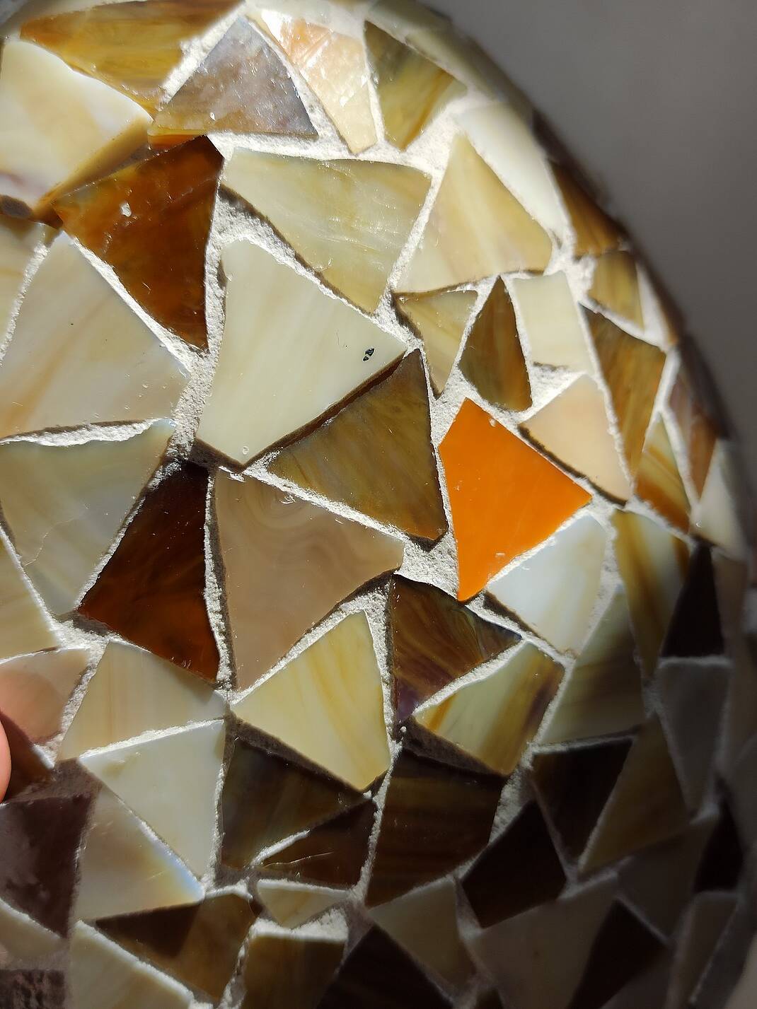 Large vintage glass mosaic egg lamp