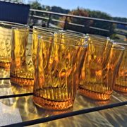 Set of 12 amber textured glass water glasses – 1970s