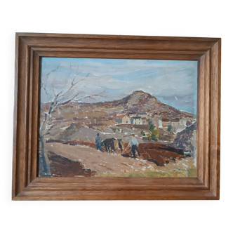 peinture de paysage sur carton première moitié du XXe siècle école italienne