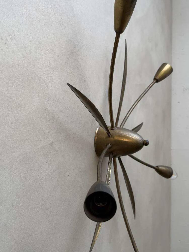 Mid-century Sputnik ceiling lamp brass 1950s