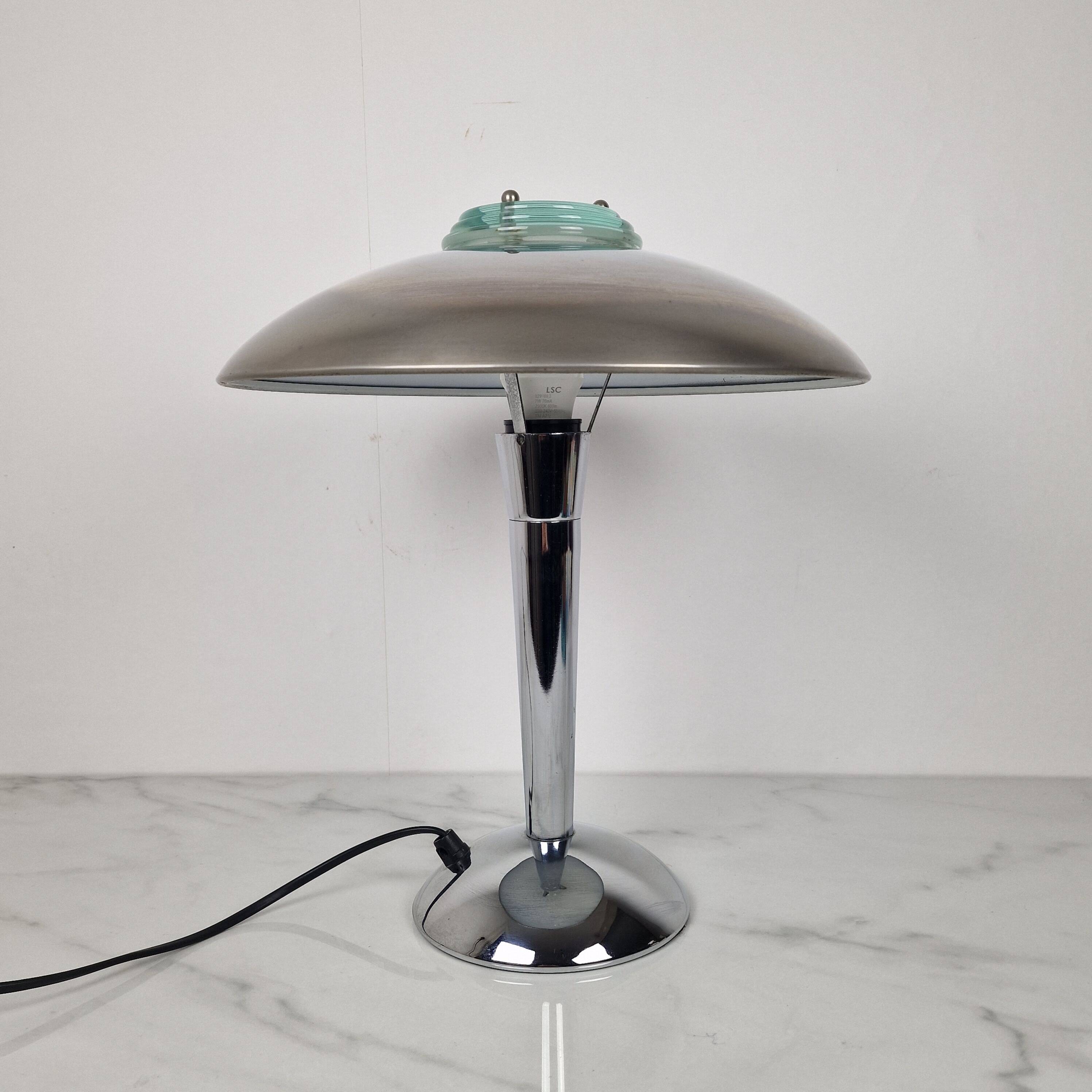 Vintage Chrome & Glass Table Lamp – Space Age Style