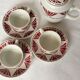 Set of 3 saucer cups and a ceramic coffee maker or teapot Digoin Sarreguemines